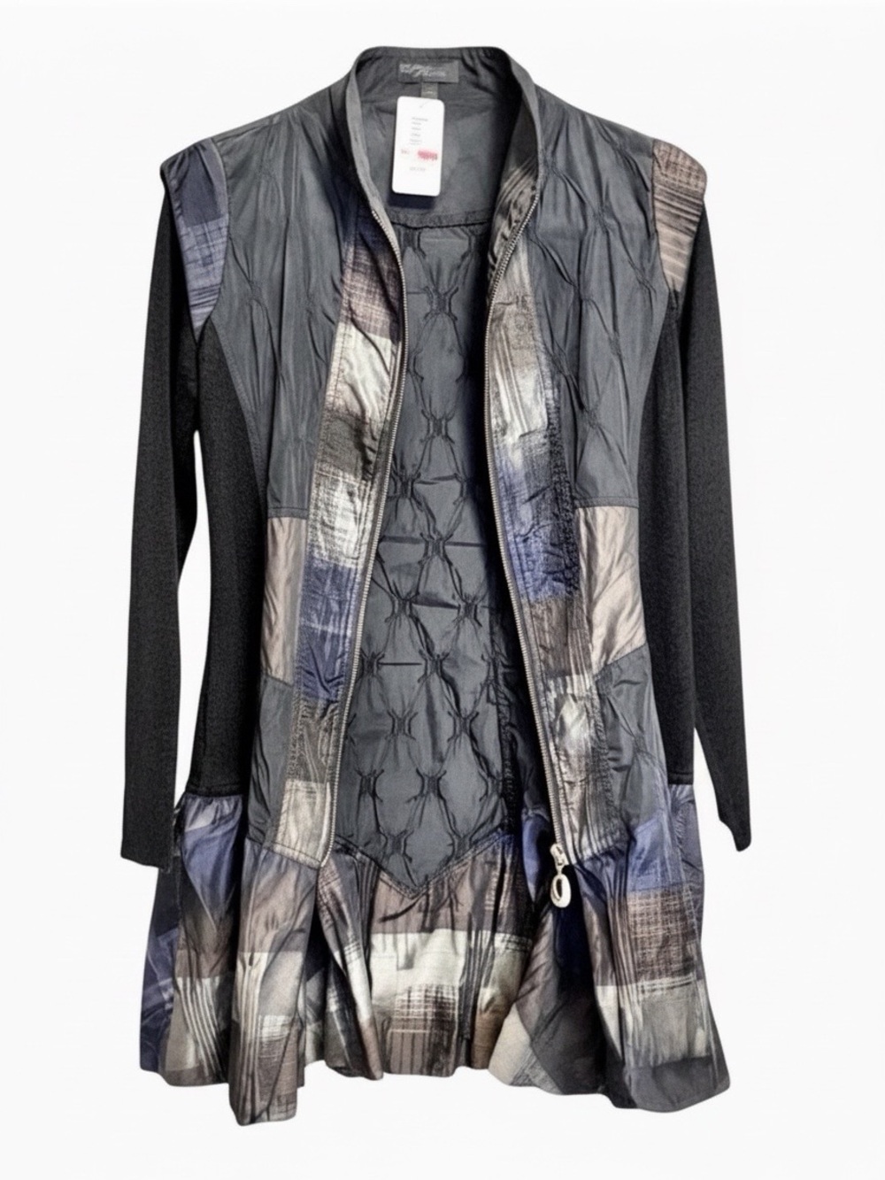 Habitat Women’s Mixed Media Zip Jacket Navy | Quilted Panel | Size S | NWT